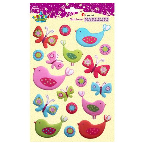 Naklejki Titanum wypukłe Ptaszki i Kwiaty, 18szt